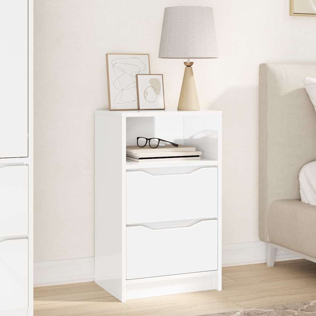 Comodino Bianco Lucido 40 x 30 x 467 cm Legno multistrato | homemem39