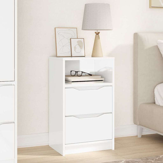 Comodino Bianco Lucido 40 x 30 x 467 cm Legno multistrato | homemem39