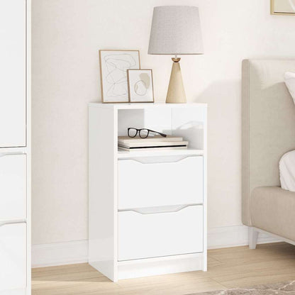 Comodino Bianco Lucido 40 x 30 x 467 cm Legno multistrato