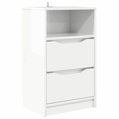 Comodino Bianco Lucido 40 x 30 x 467 cm Legno multistrato