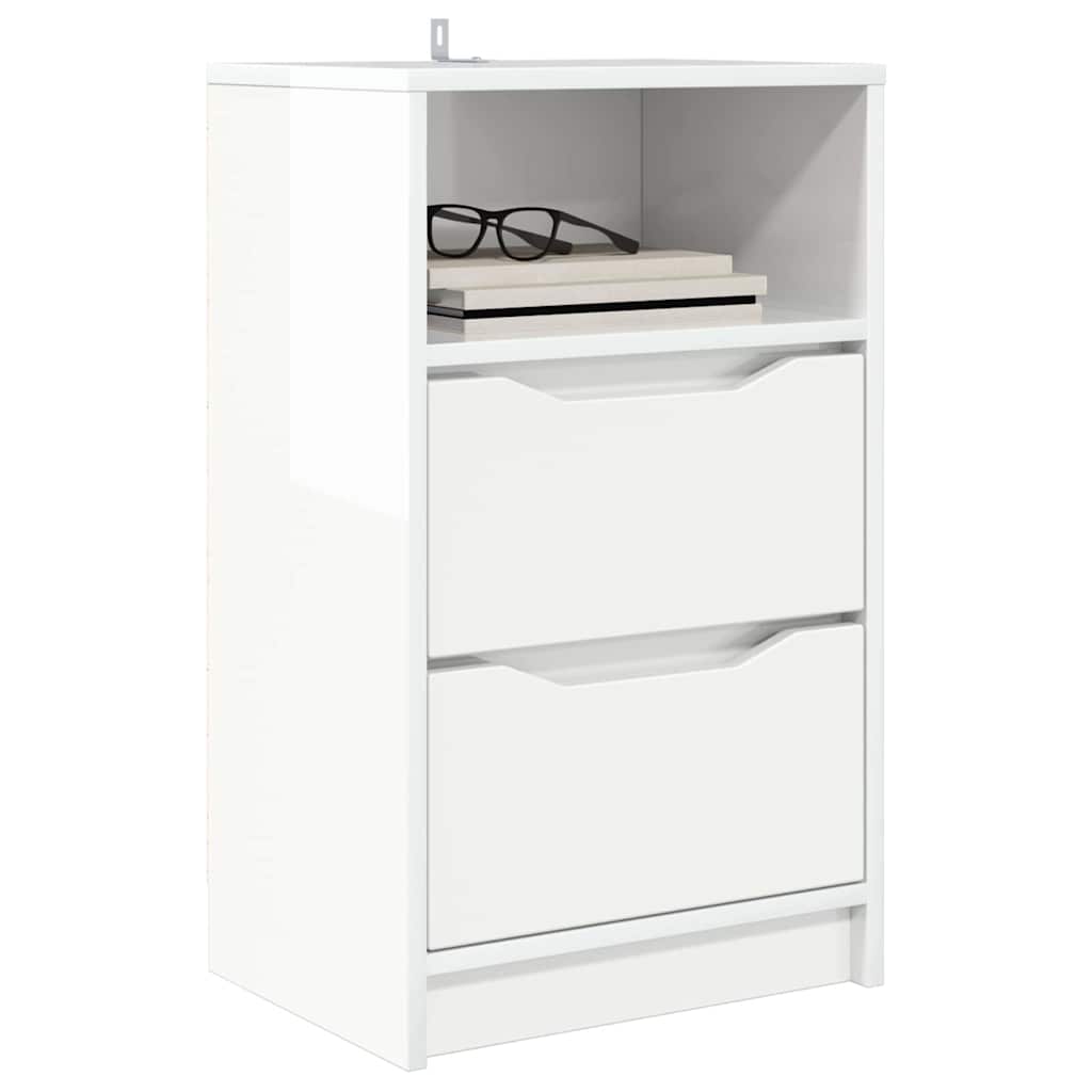 Comodino Bianco Lucido 40 x 30 x 467 cm Legno multistrato | homemem39