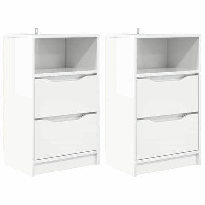 Comodini 2 pcs Bianco Lucido 40 x 30 x 467 cm Legno multistrato | homemem39
