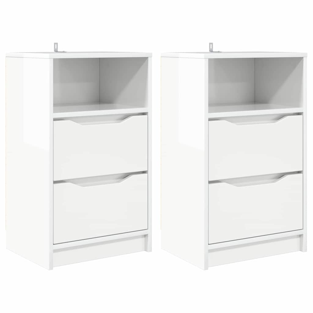 Comodini 2 pcs Bianco Lucido 40 x 30 x 467 cm Legno multistrato