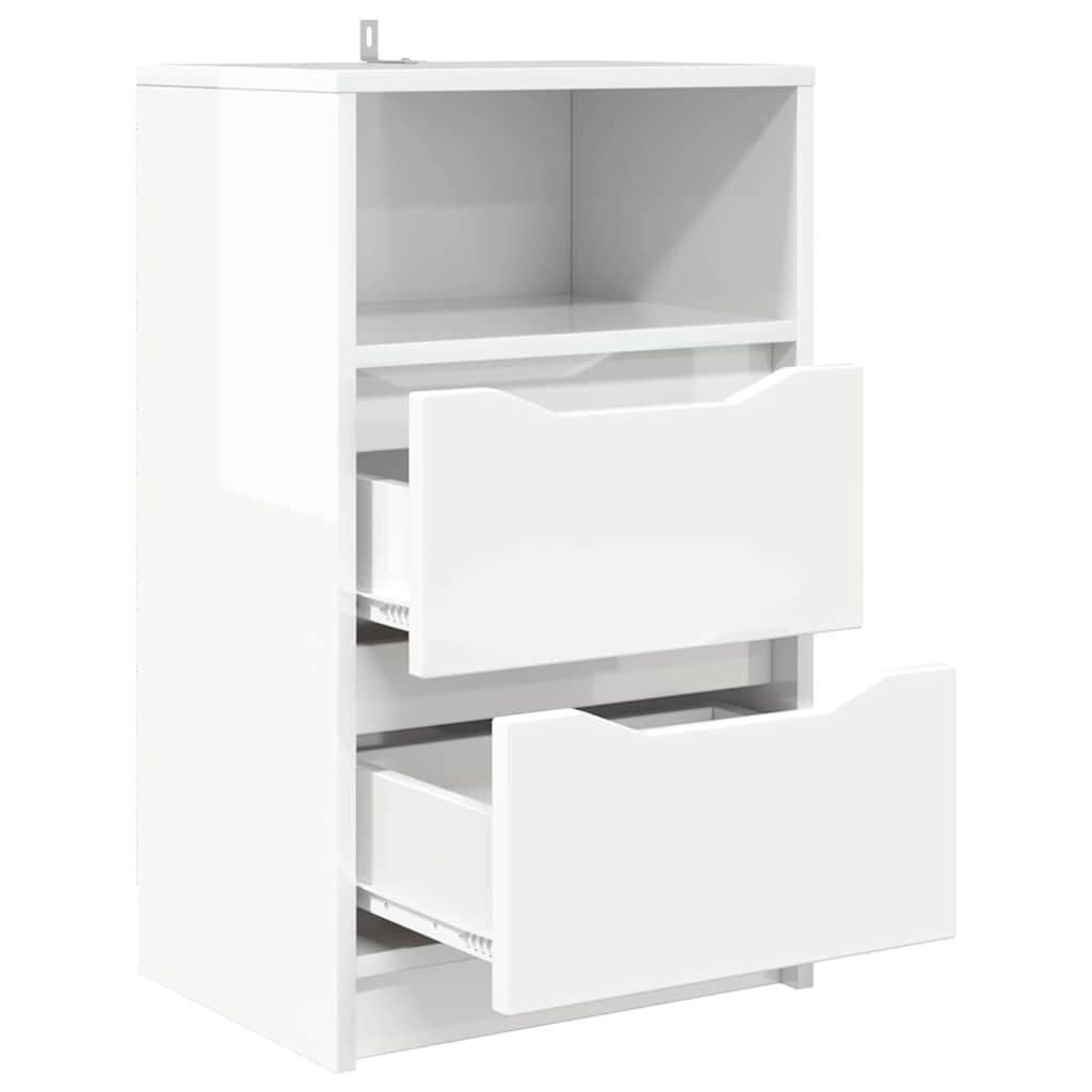 Comodini 2 pcs Bianco Lucido 40 x 30 x 467 cm Legno multistrato
