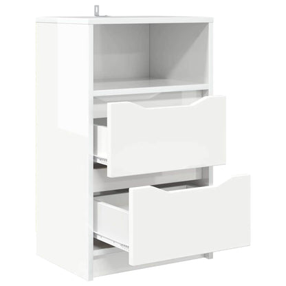 Comodini 2 pcs Bianco Lucido 40 x 30 x 467 cm Legno multistrato