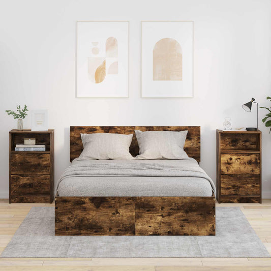 Comodini 2 pz Rovere fumé 40 x 30 x 467 cm Legno ingegnerizzato