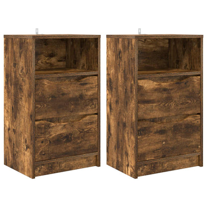 Comodini 2 pz Rovere fumé 40 x 30 x 467 cm Legno ingegnerizzato