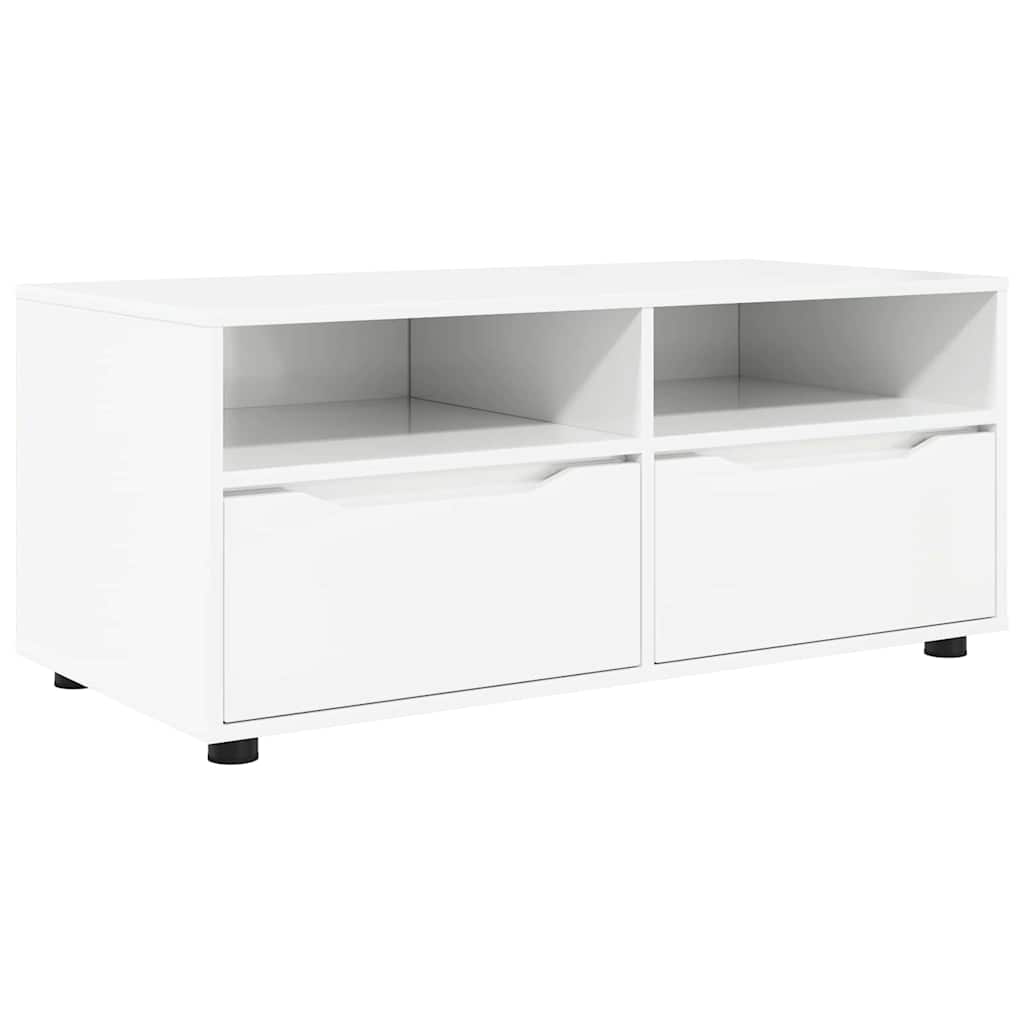 Mobile TV Bianco Lucido 100 x 48 x 43 cm Legno multistrato