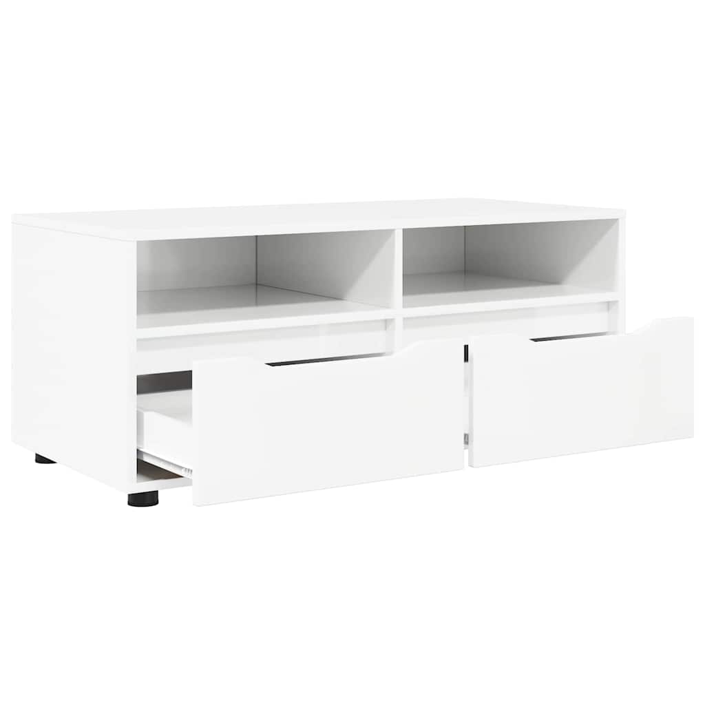 Mobile TV Bianco Lucido 100 x 48 x 43 cm Legno multistrato