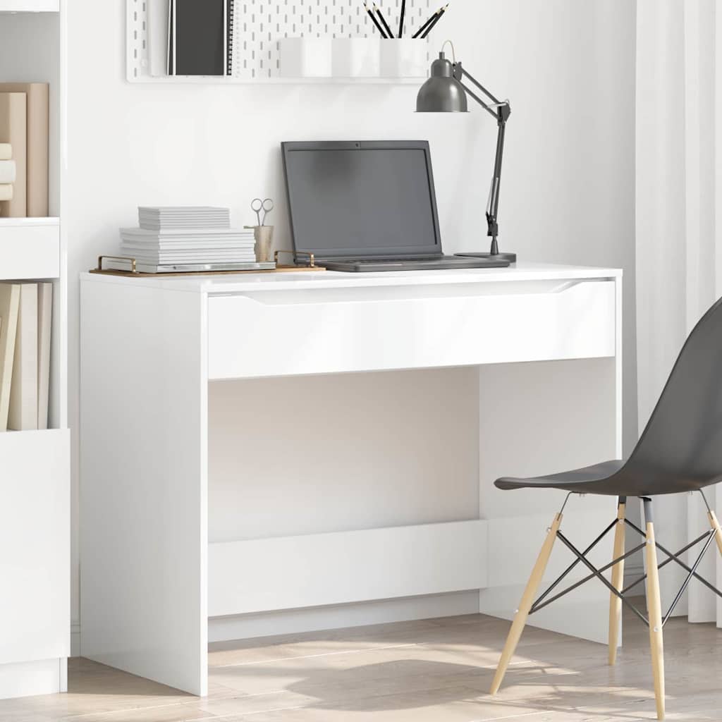 Scrivania Bianco Lucido 100 x 50 x 78 cm Legno ingegnerizzato | homemem39