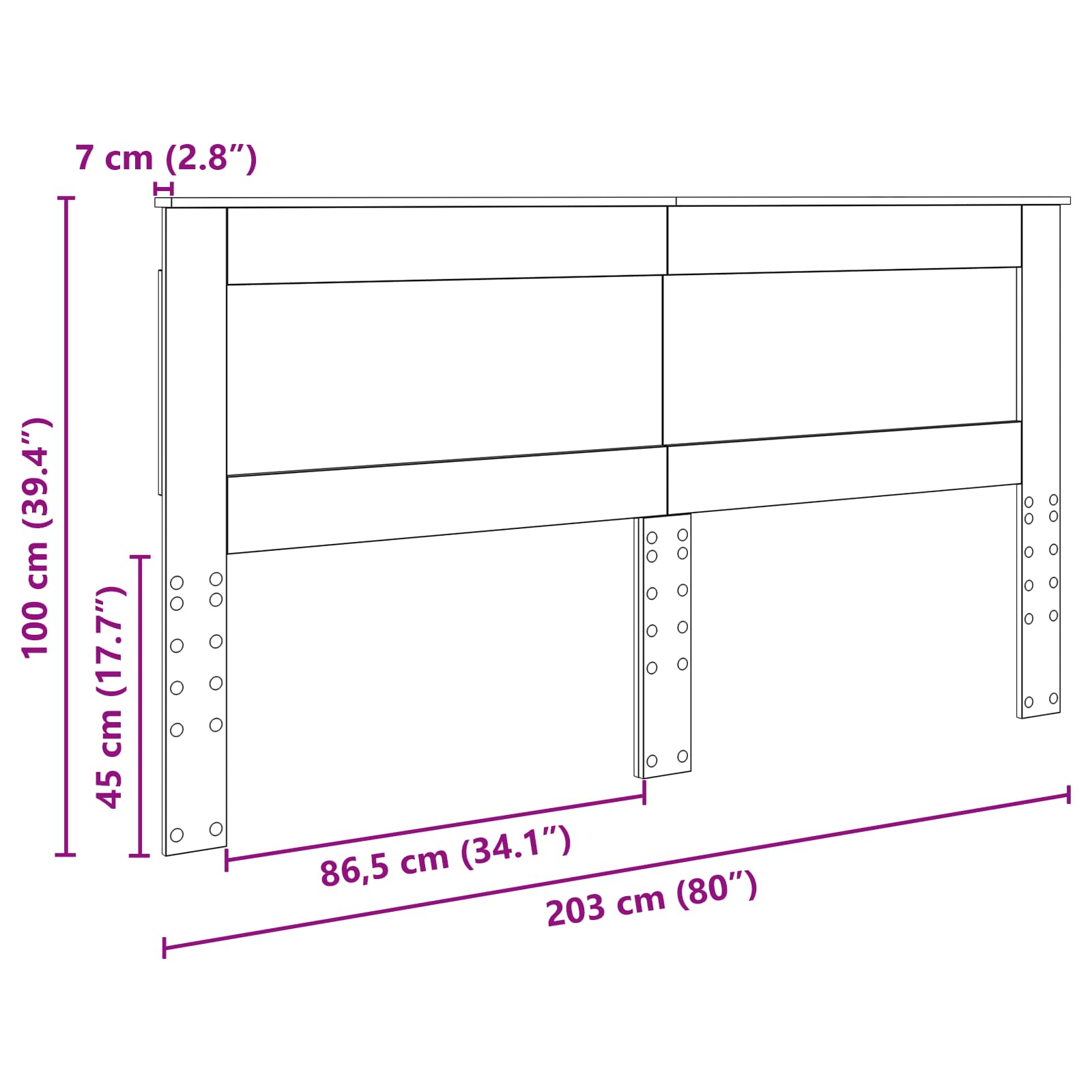 Testiera con testiera Bianco 200 cm Legno multistrato | homemem39