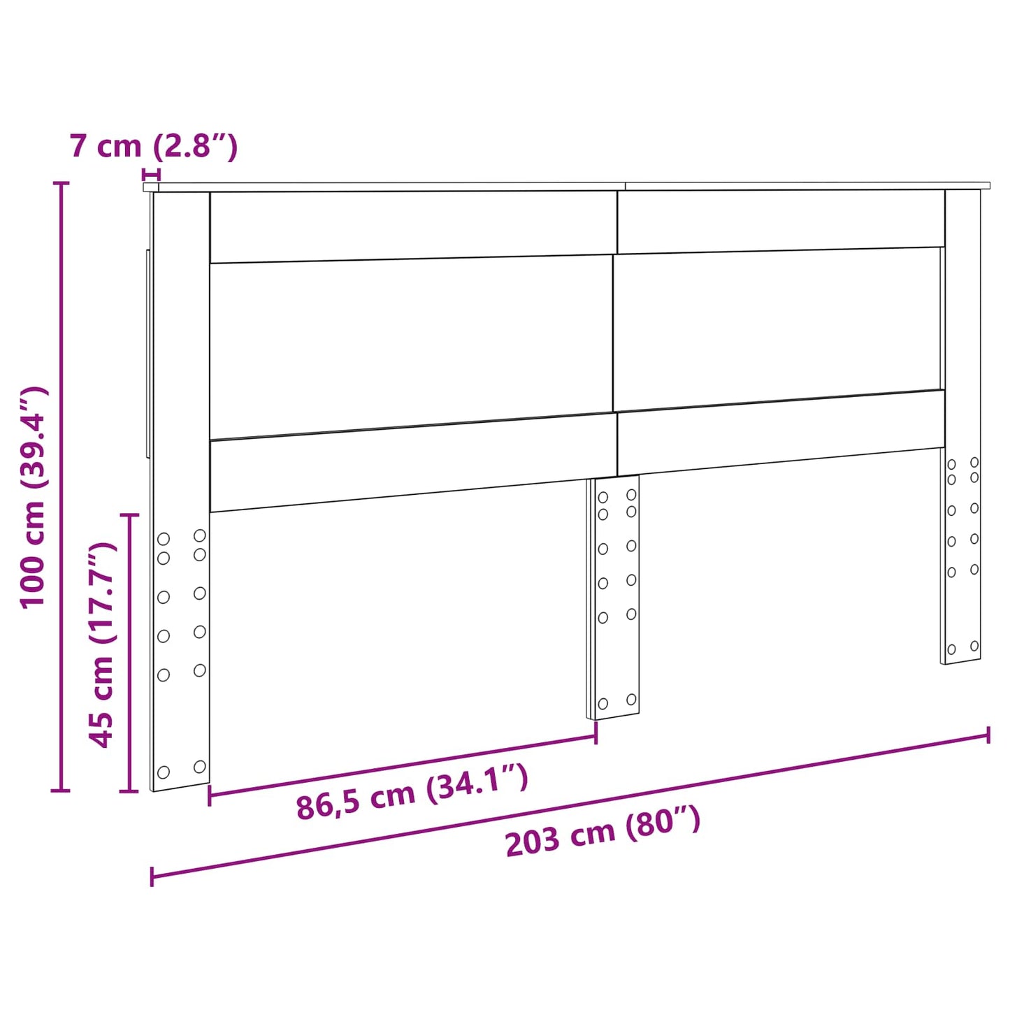 Testiera con testiera Rovere Nero 200 cm Legno multistrato | homemem39