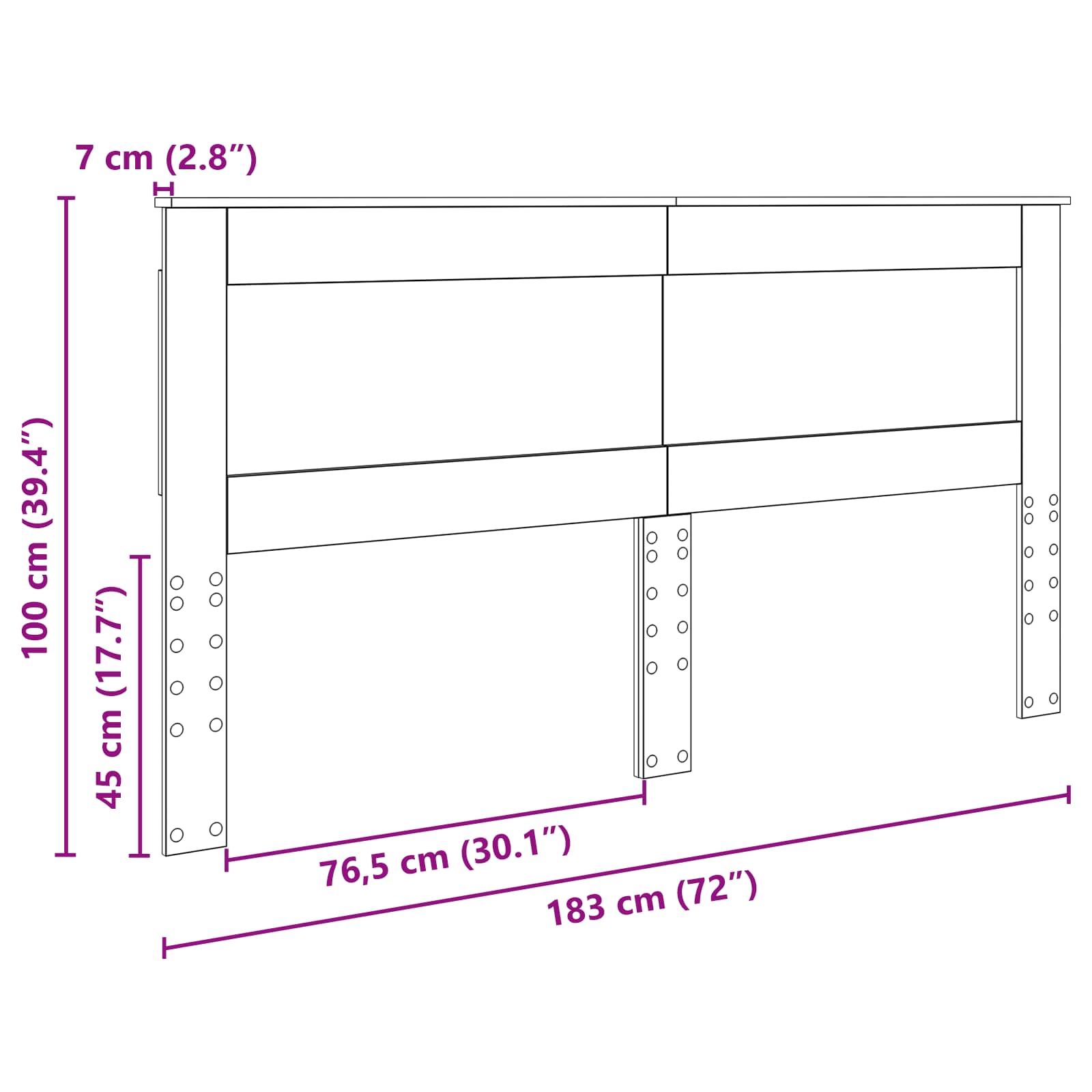 Testiera con testiera Grigio cemento 180 cm Legno multistrato | homemem39