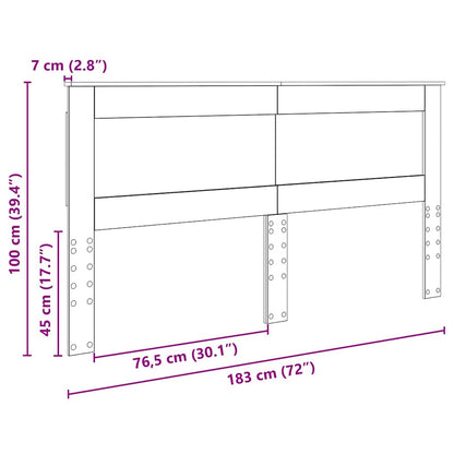 Testiera con testiera Grigio Sonoma 180 cm Legno multistrato