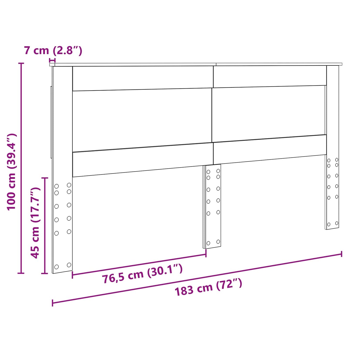 Testiera con testiera Legno vecchio 180 cm Legno multistrato | homemem39
