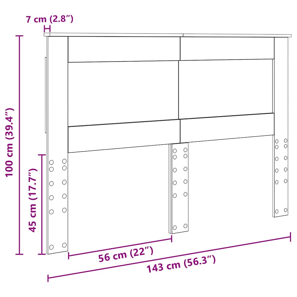 Testiera con testiera Rovere Nero 140 cm Legno multistrato