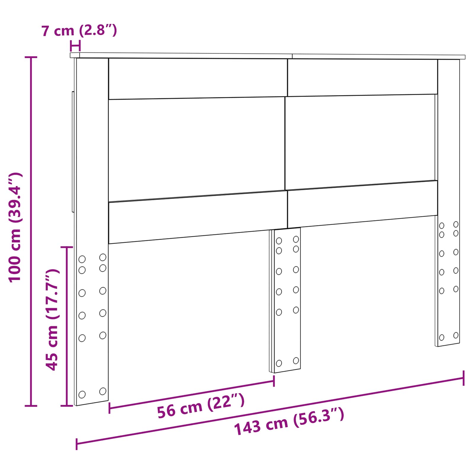 Testiera con testiera Grigio cemento 140 cm Legno multistrato | homemem39