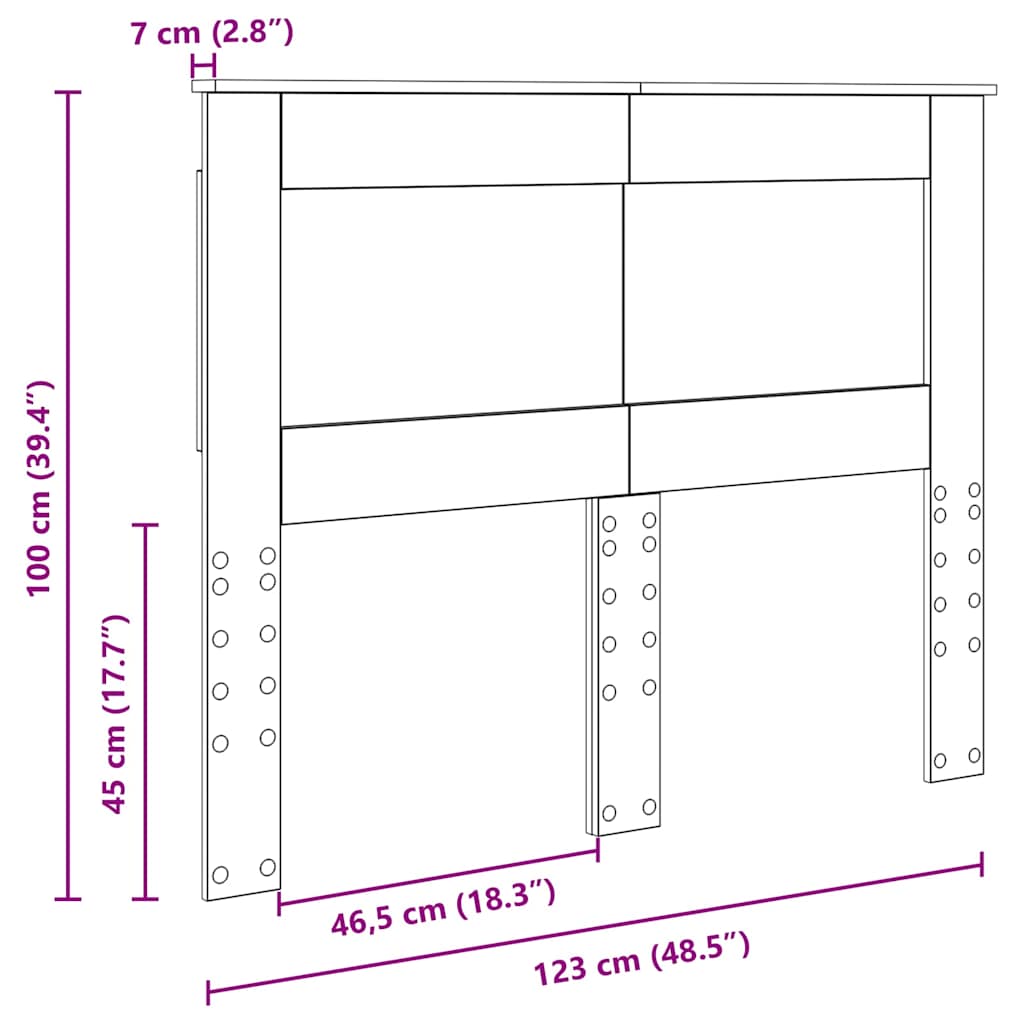 Testiera con testiera Grigio cemento 120 cm Legno multistrato