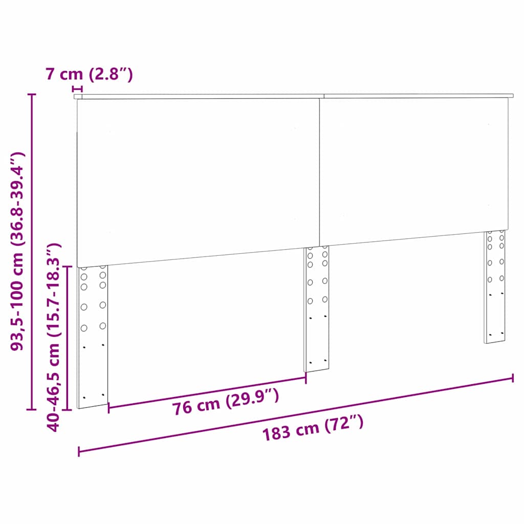 Testiera con testiera Grigio cemento 180 cm Legno multistrato