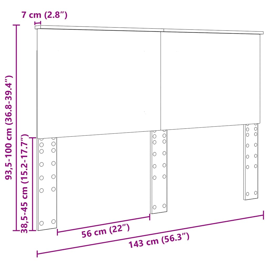 Testiera con testiera Grigio cemento 140 cm Legno multistrato