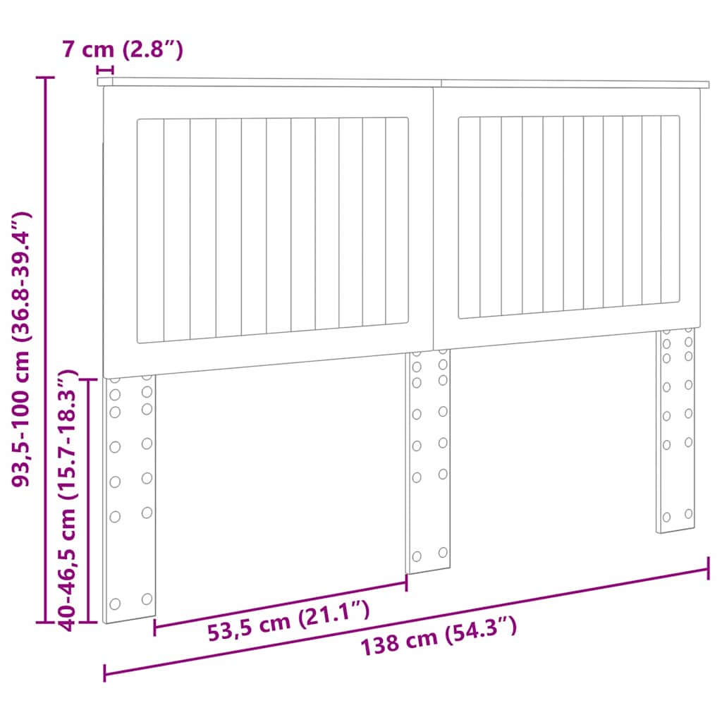 Testiera con testiera Rovere fumé 135 cm Legno multistrato
