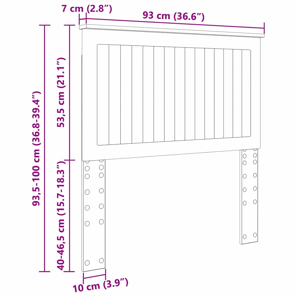 Testiera con testiera Rovere fumé 90 cm Legno multistrato