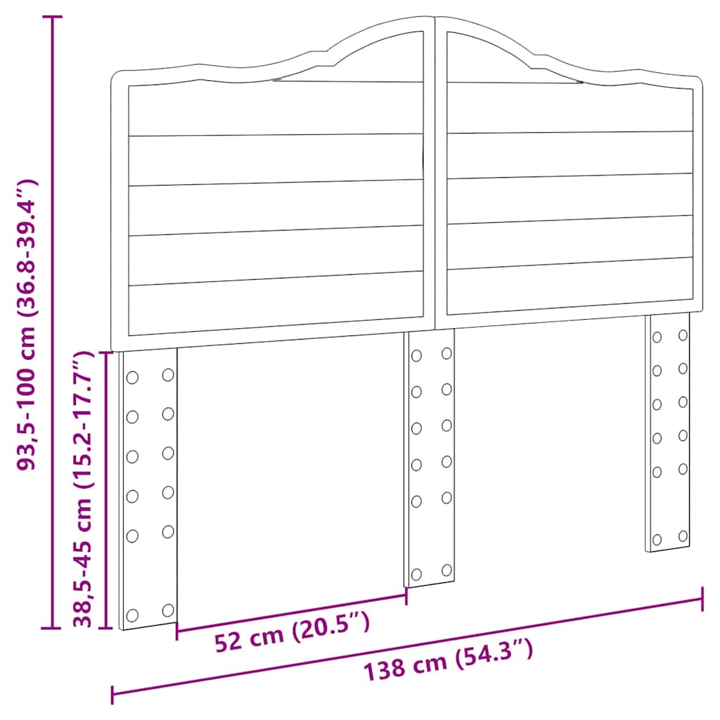Testiera con testiera Rovere fumé 135 cm Legno multistrato