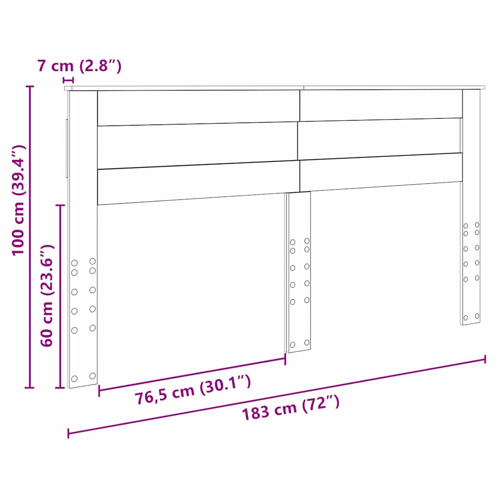 Testiera con testiera Bianco 180 cm Legno multistrato