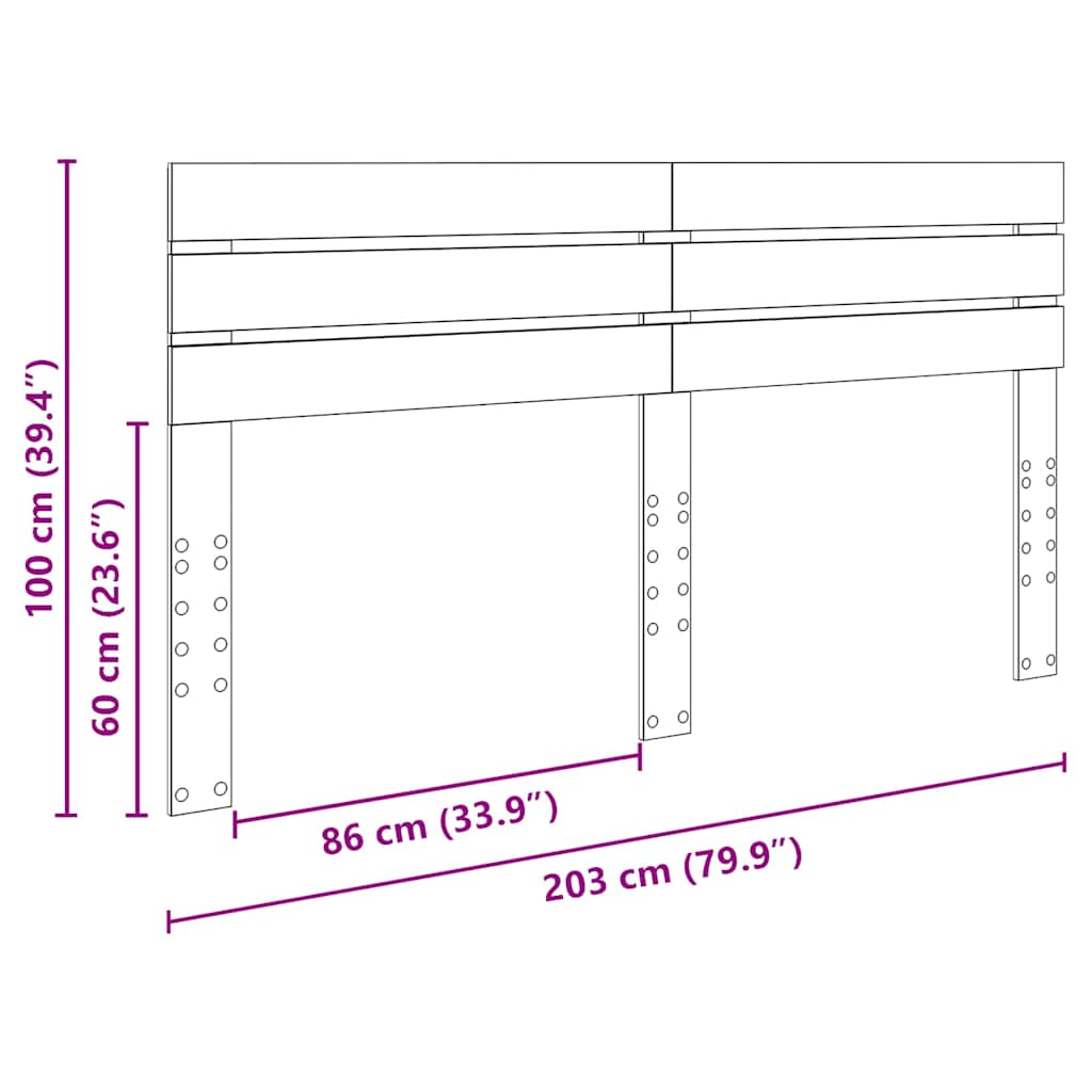 Testiera con testiera Grigio cemento 200 cm Legno multistrato