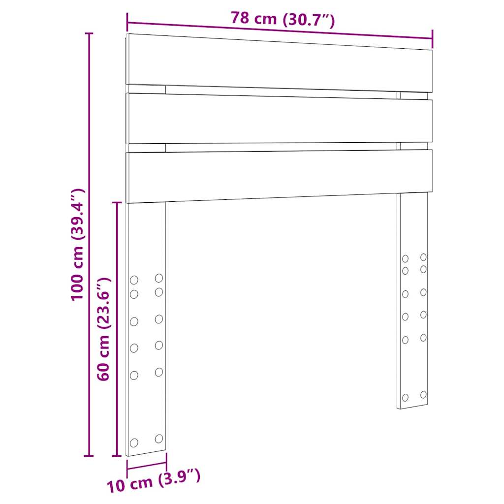 Testiera con testiera Grigio cemento 75 cm Legno multistrato