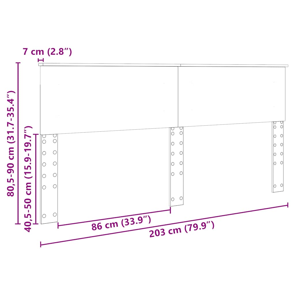 Testiera con testiera Grigio Sonoma 200 cm Legno multistrato