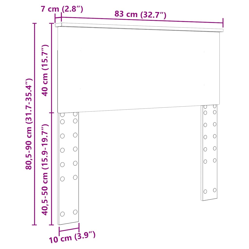 Testiera con testiera Grigio Sonoma 80 cm Legno multistrato