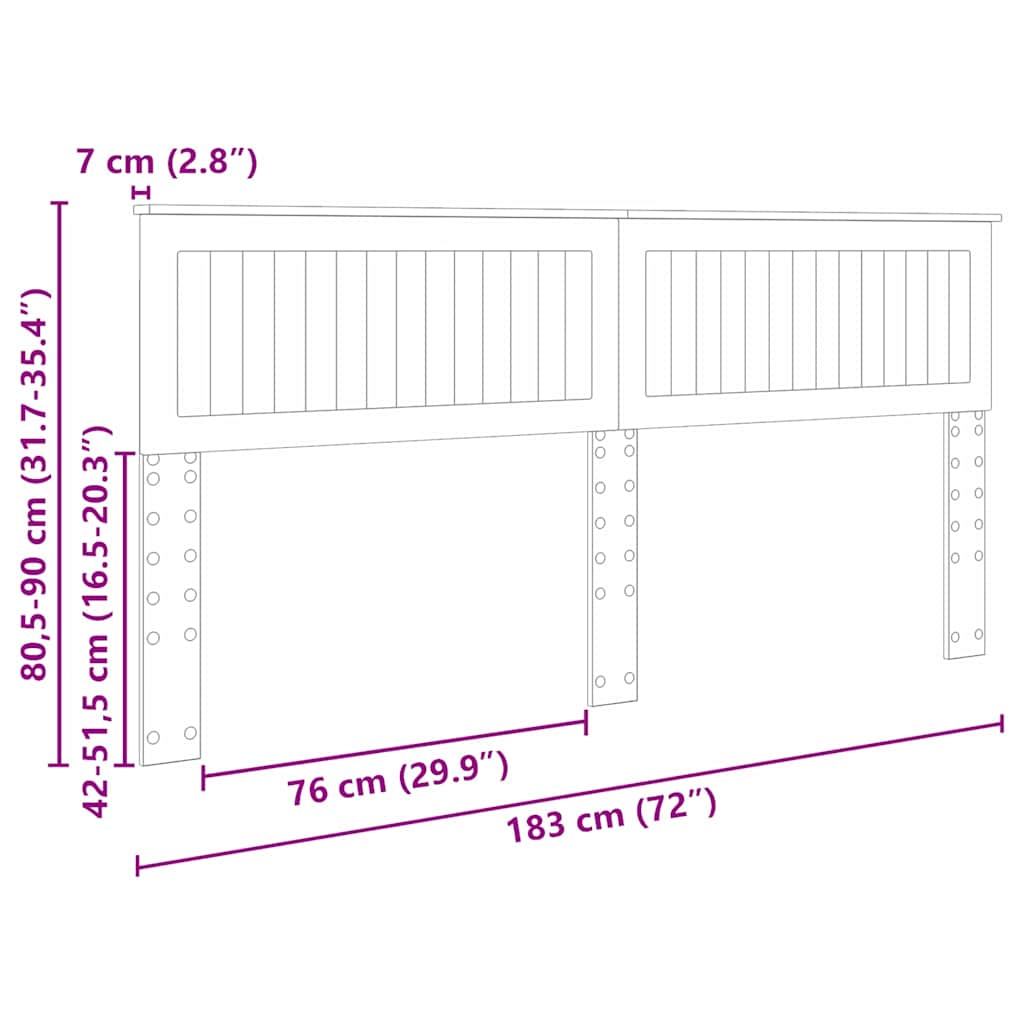 Testiera con testiera Rovere Nero 180 cm Legno multistrato