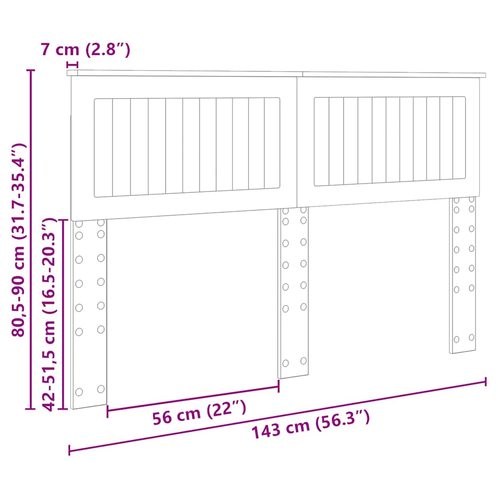 Testiera con testiera Grigio Sonoma 140 cm Legno multistrato
