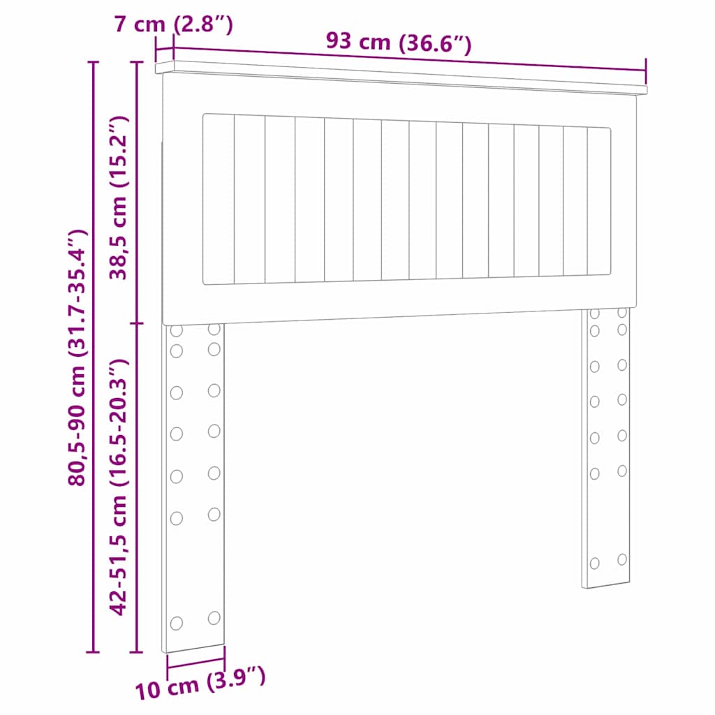 Testiera con testiera Grigio cemento 90 cm Legno multistrato