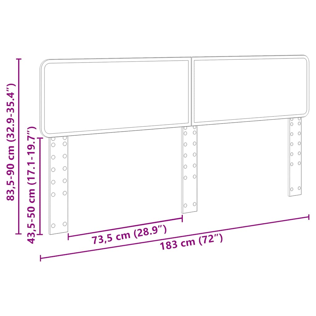 Testiera con testiera Grigio cemento 180 cm Legno multistrato