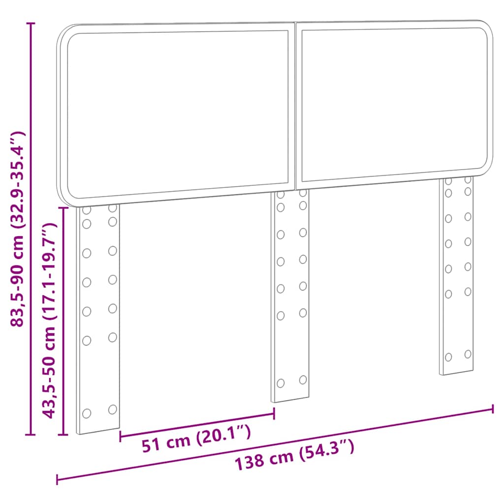 Testiera con testiera Bianco Lucido 135 cm Legno multistrato