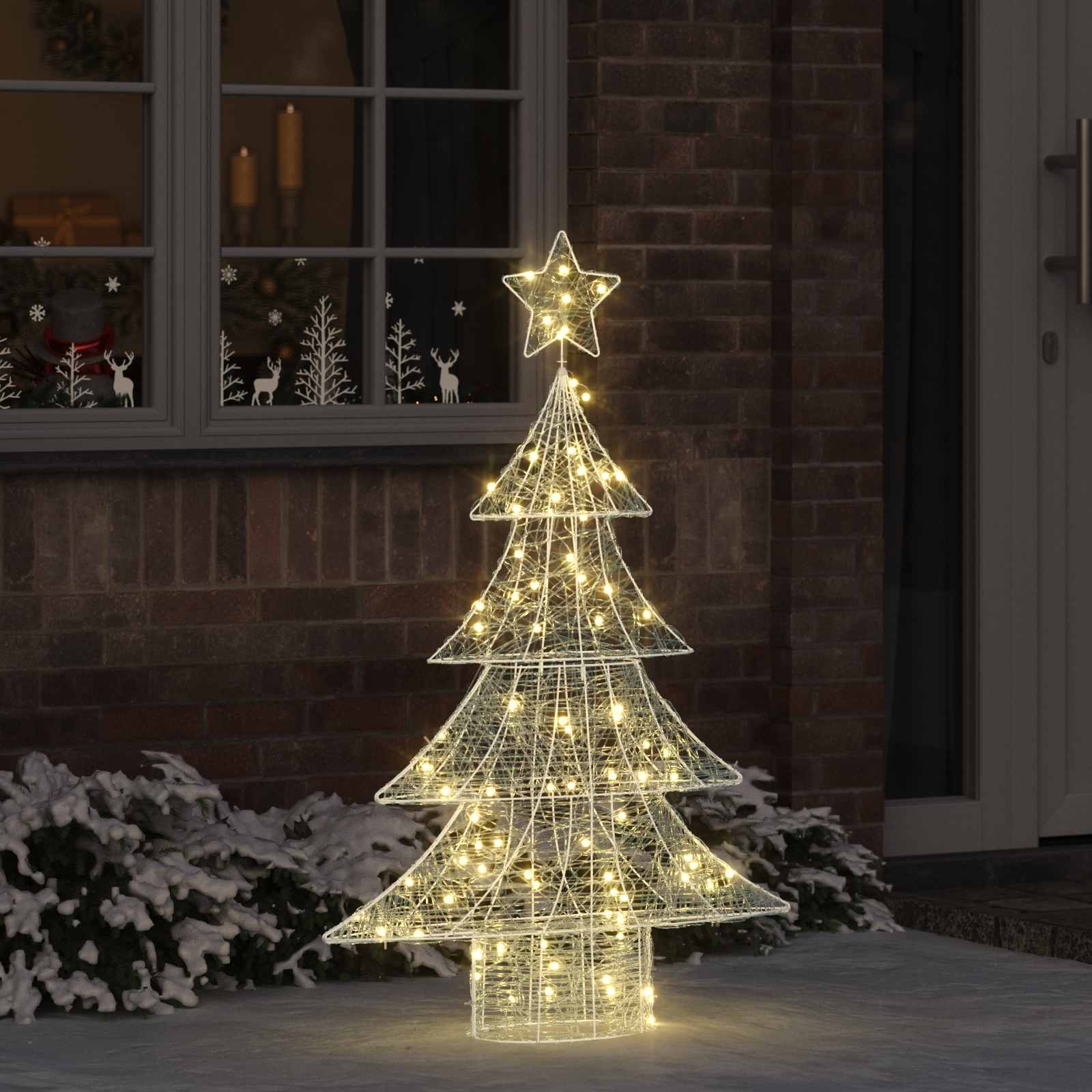 Albero di Natale con 100 LED Bianco caldo 120 cm Acrilico | homemem39