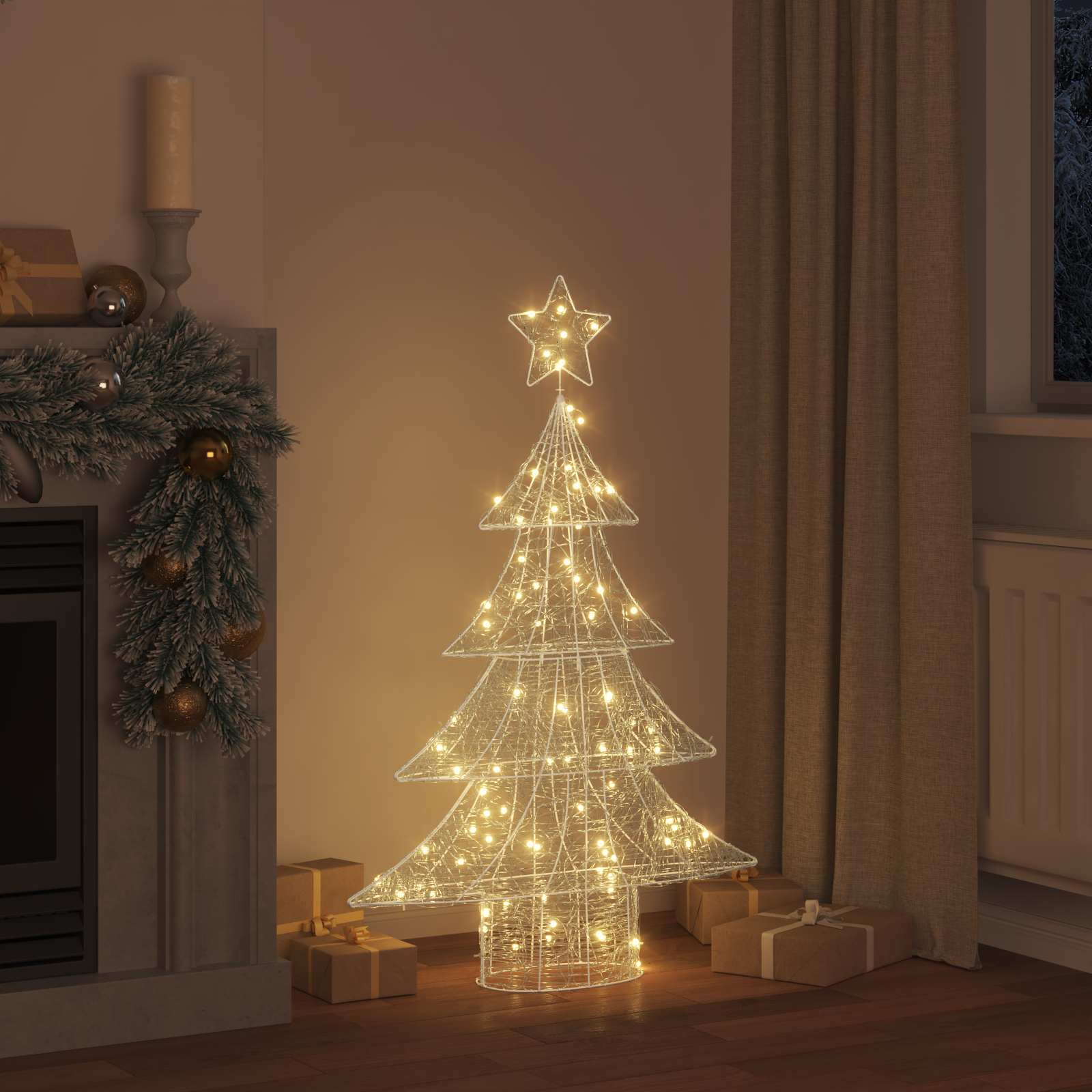 Albero di Natale con 100 LED Bianco caldo 120 cm Acrilico | homemem39