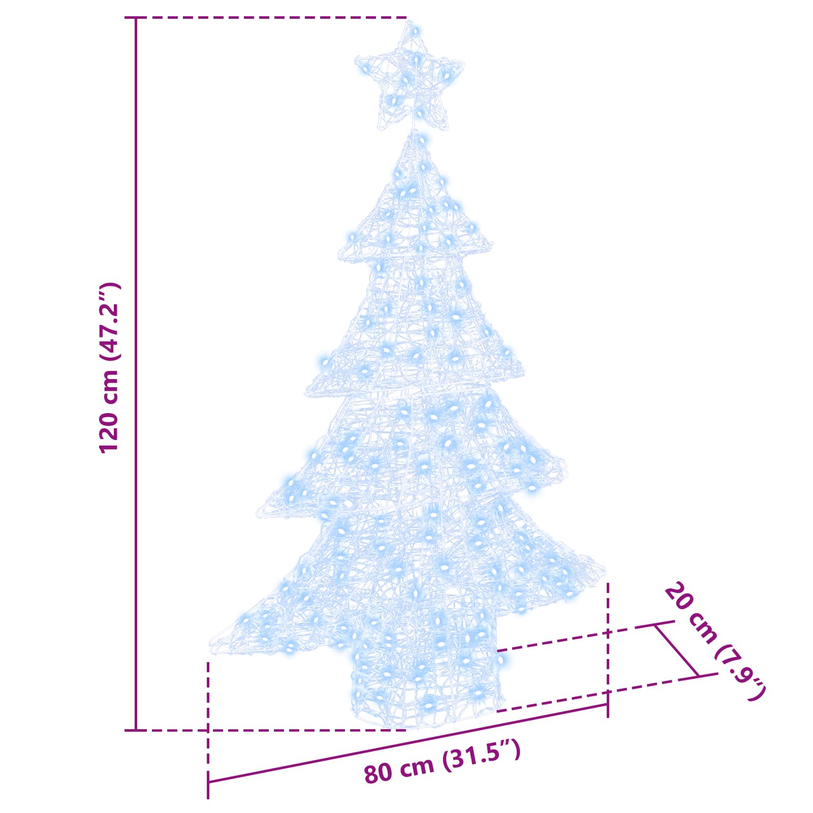 Albero di Natale con 100 LED Bianco freddo 120 cm Acrilico | homemem39