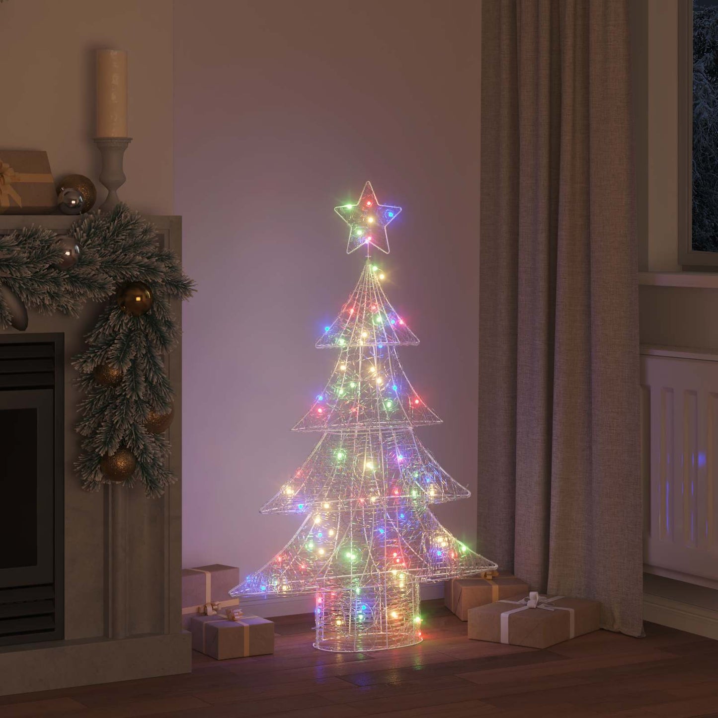 Albero di Natale con 100 LED Multicolore 120 cm Acrilico | homemem39