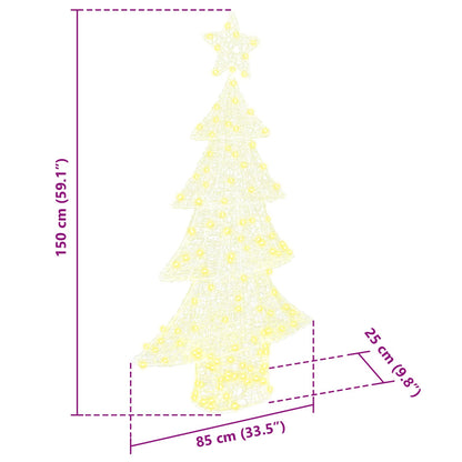 Albero di Natale con 160 LED Bianco caldo 150 cm Acrilico | homemem39