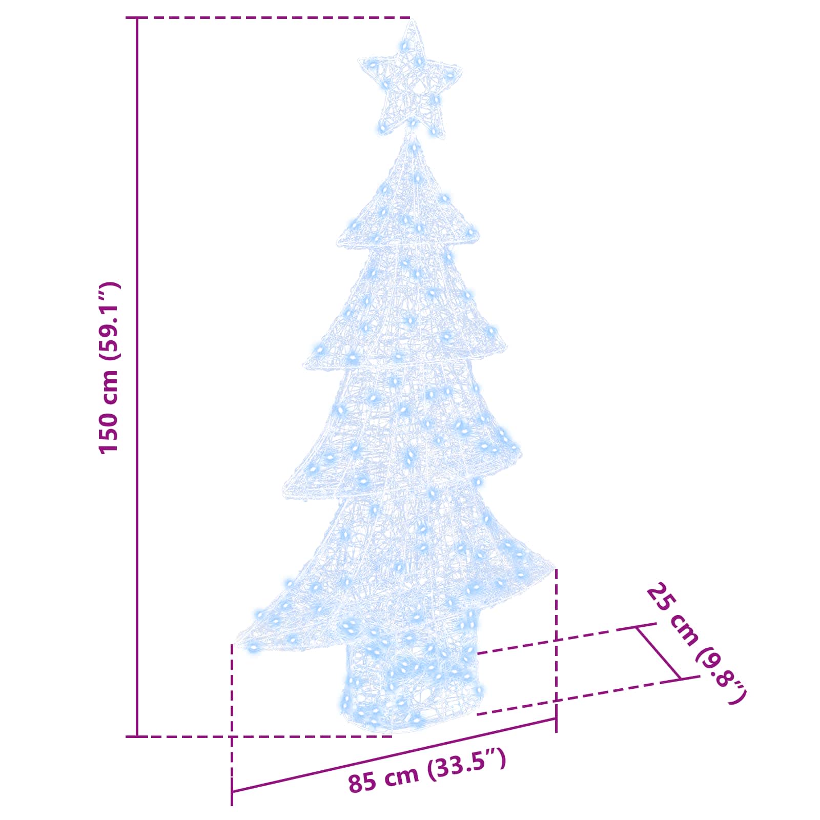 Albero di Natale con 160 LED Bianco freddo 150 cm Acrilico | homemem39