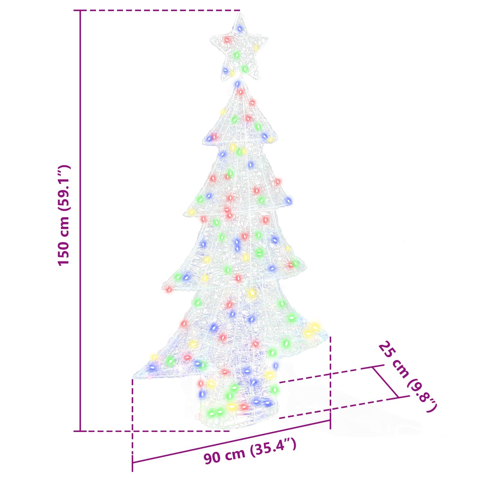 Albero di Natale con 160 LED Multicolore 150 cm Acrilico | homemem39
