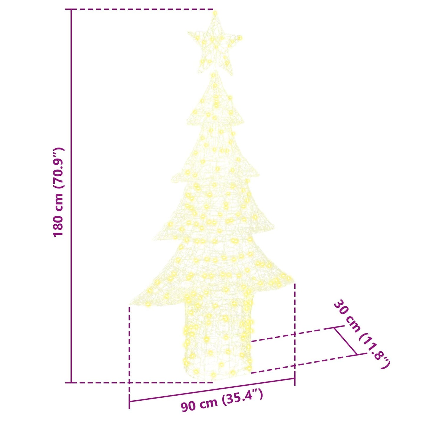Albero di Natale con 240 LED Bianco caldo 150 cm Acrilico | homemem39