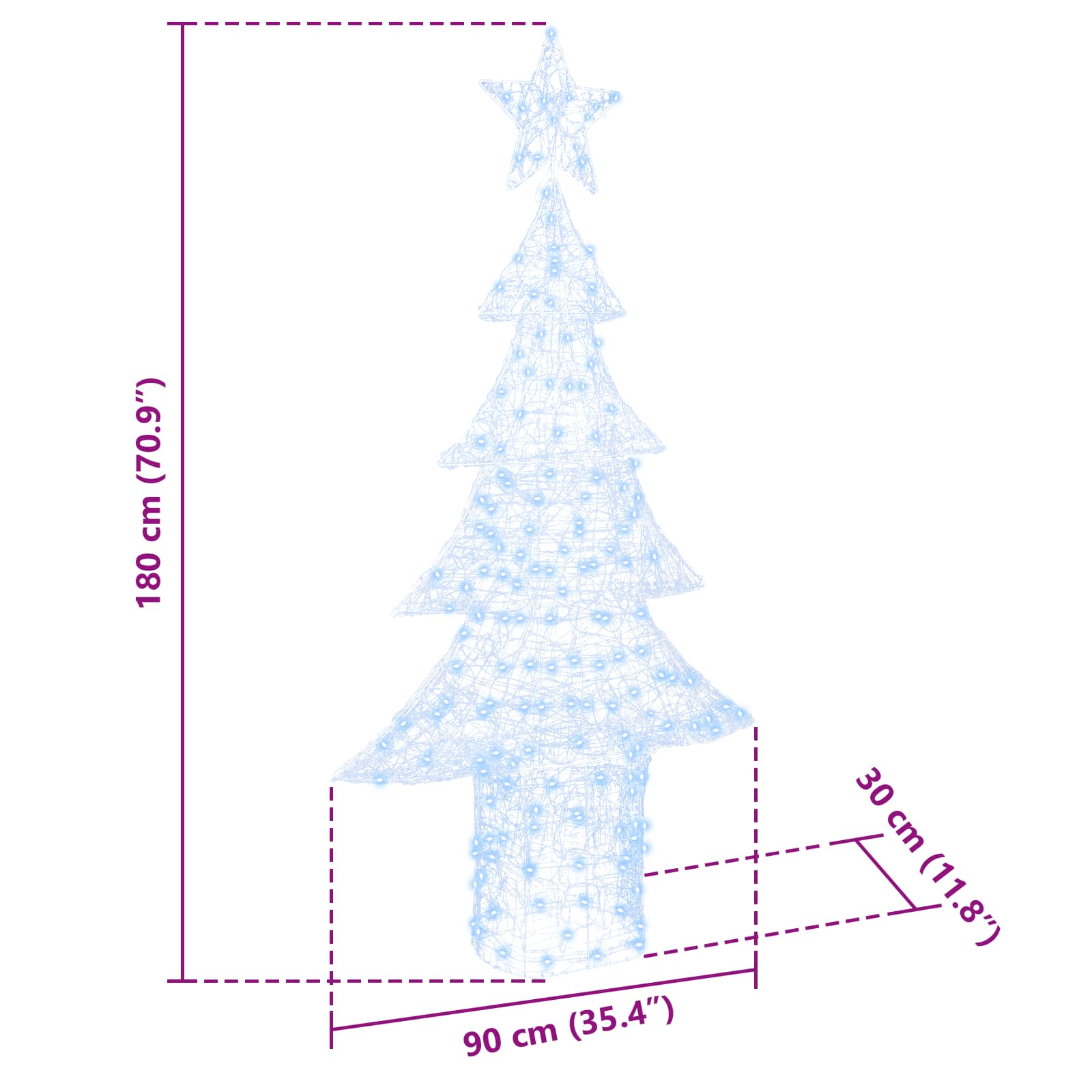 Albero di Natale con 240 LED Bianco freddo 180 cm Acrilico | homemem39