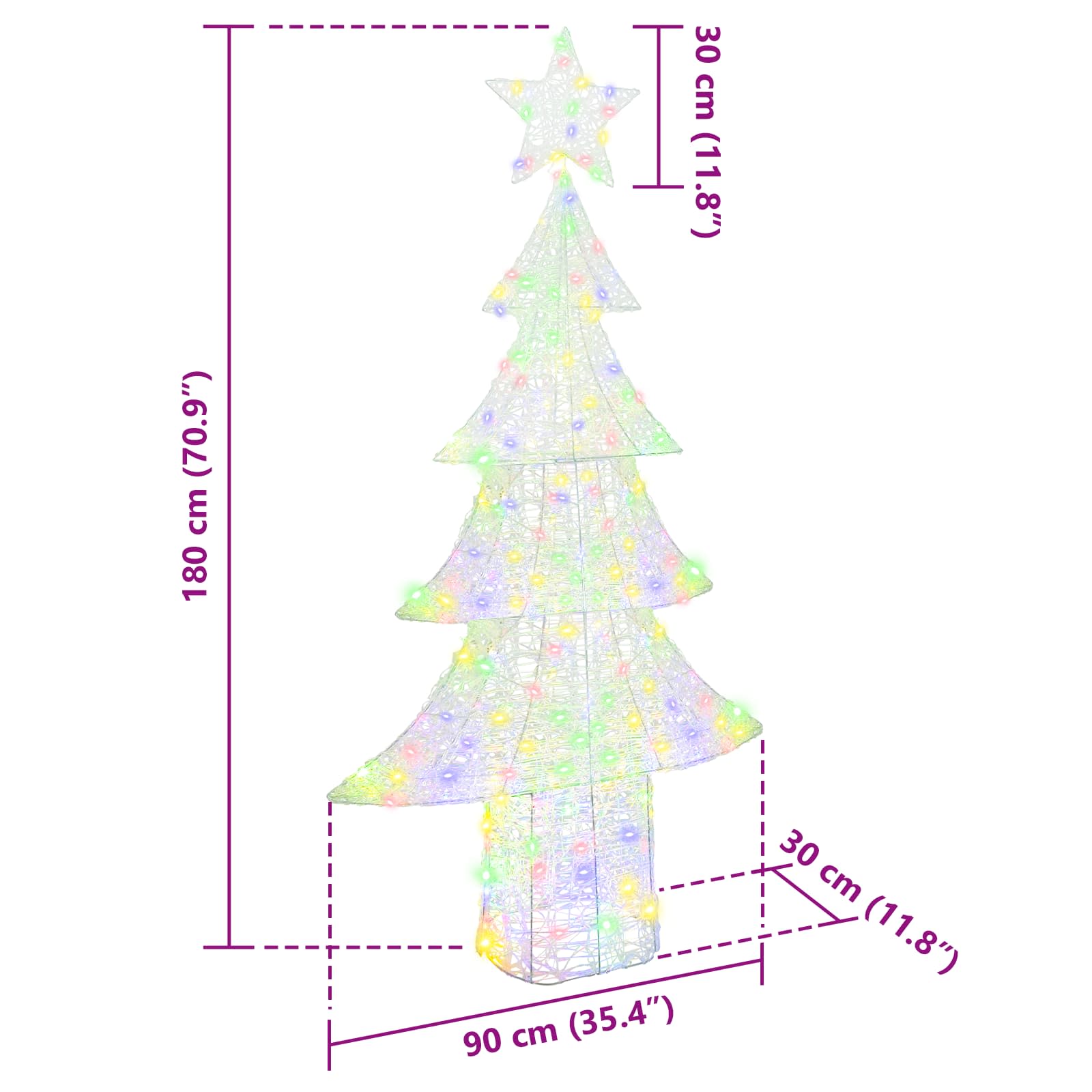Albero di Natale con 240 LED Multicolore 180 cm Acrilico | homemem39