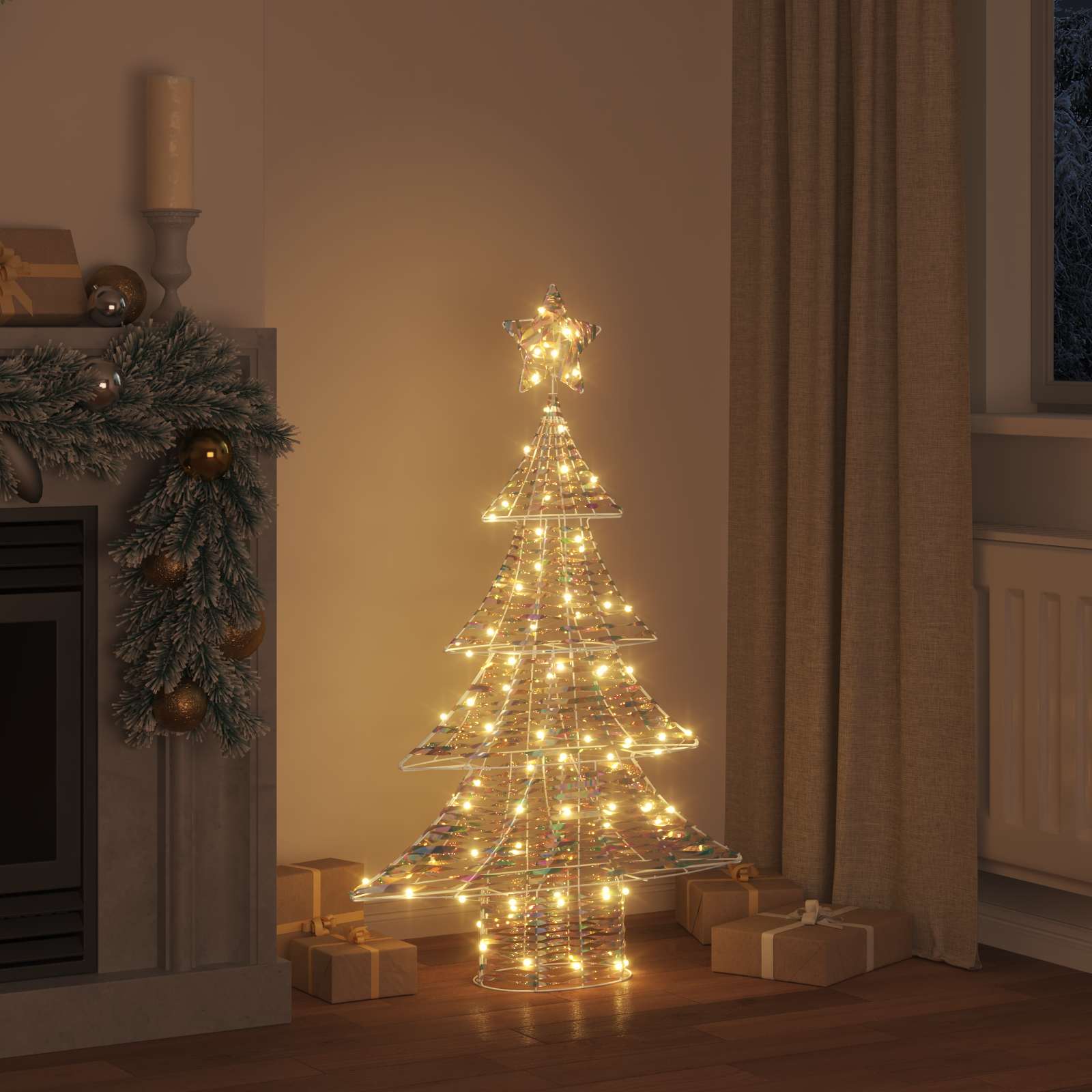 Albero di Natale con 120 LED Bianco caldo 120,5 cm PET | homemem39