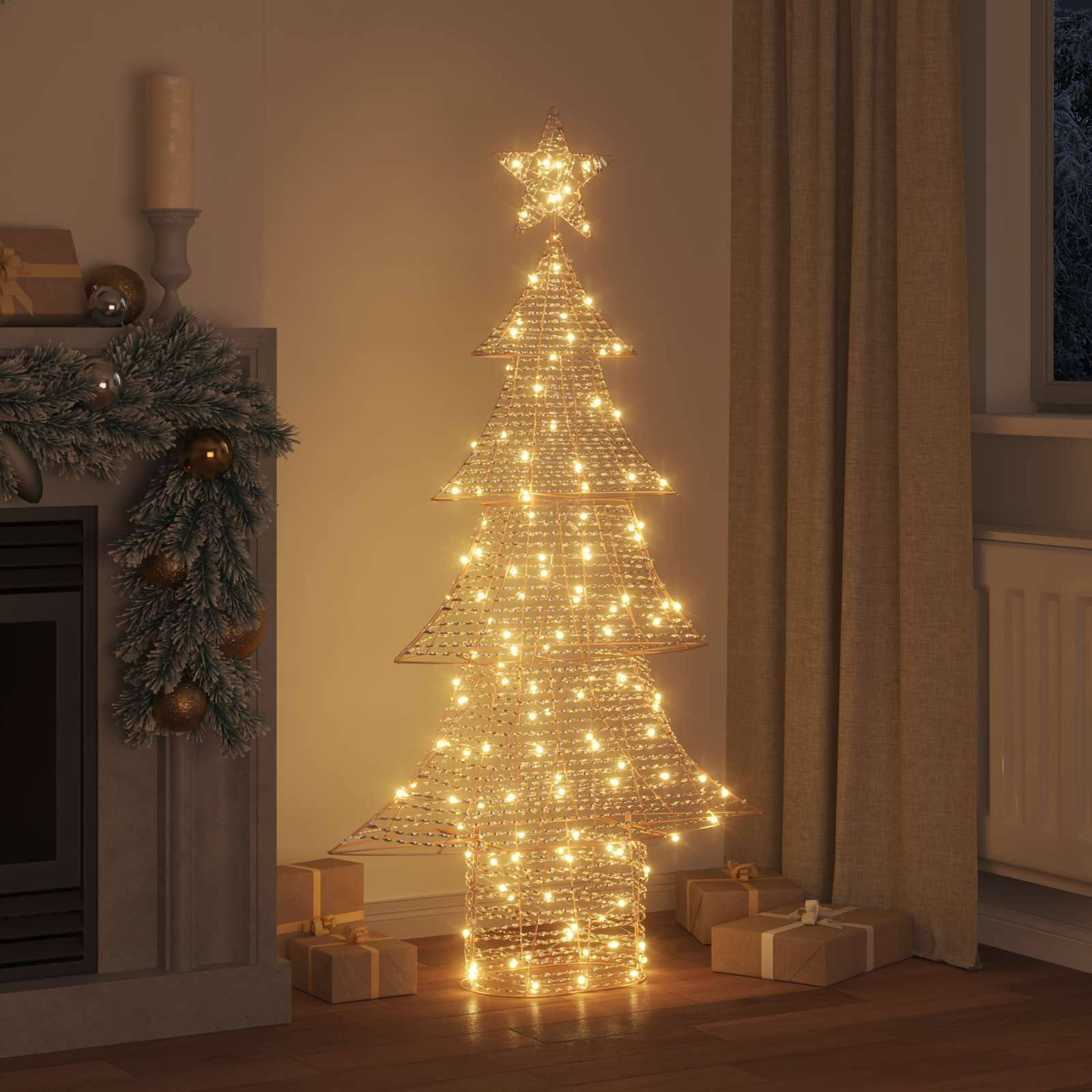 Albero di Natale con 160 LED Bianco caldo 151 cm PET | homemem39