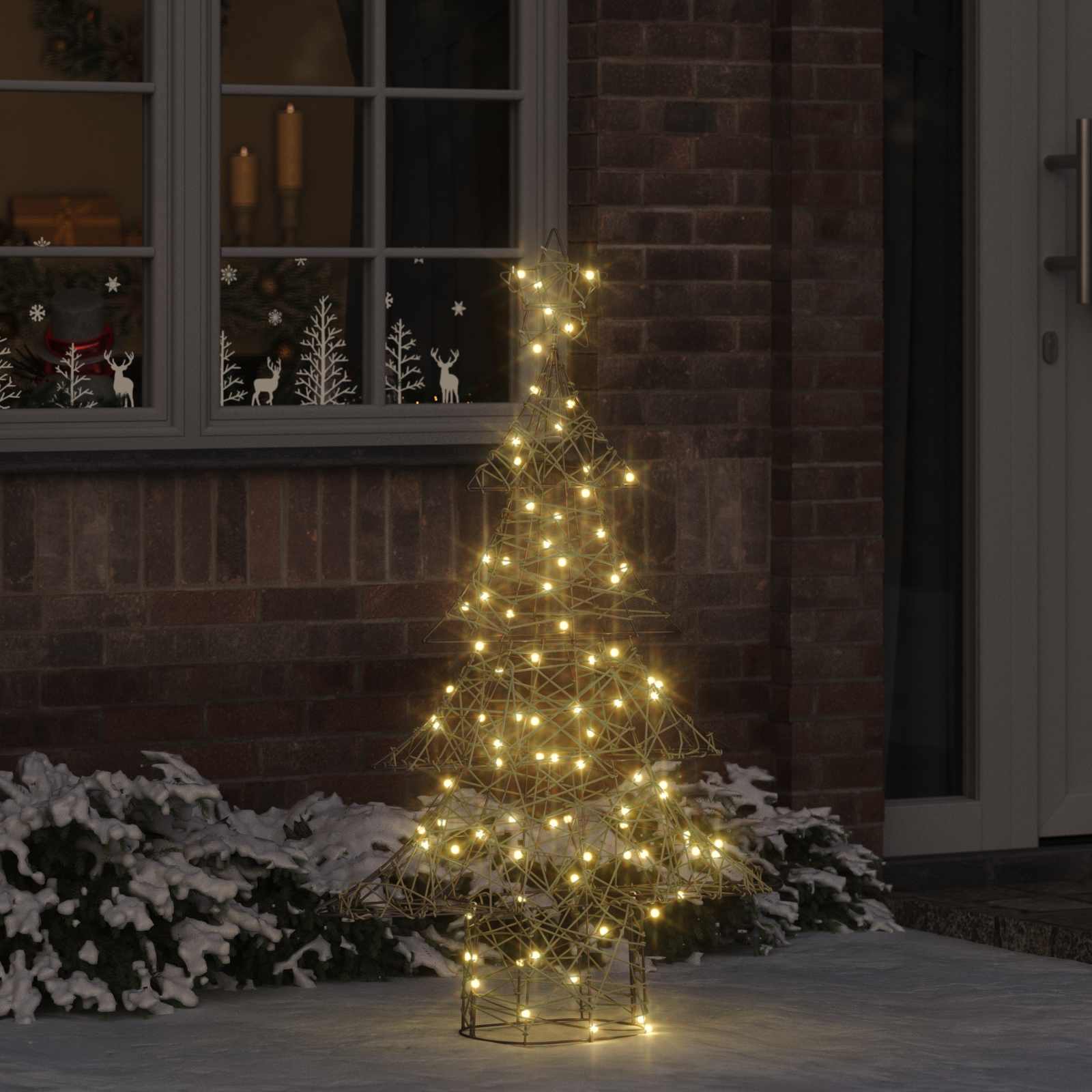 Albero di Natale con 120 LED Bianco caldo 150 cm Rattan | homemem39